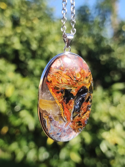Pietersite or - Collier de pierres précieuses en argent sterling 925 Protection de la nature Rareté Pierre de guérison Cristal Homme Femme Cadeau He She Réflexion chatoyante