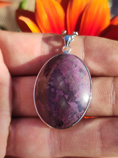 Sugilite / Sugilite incl. 925 silver setting purple gemstone necklace natural healing stone energy rarity man woman him her gift noble high quality
