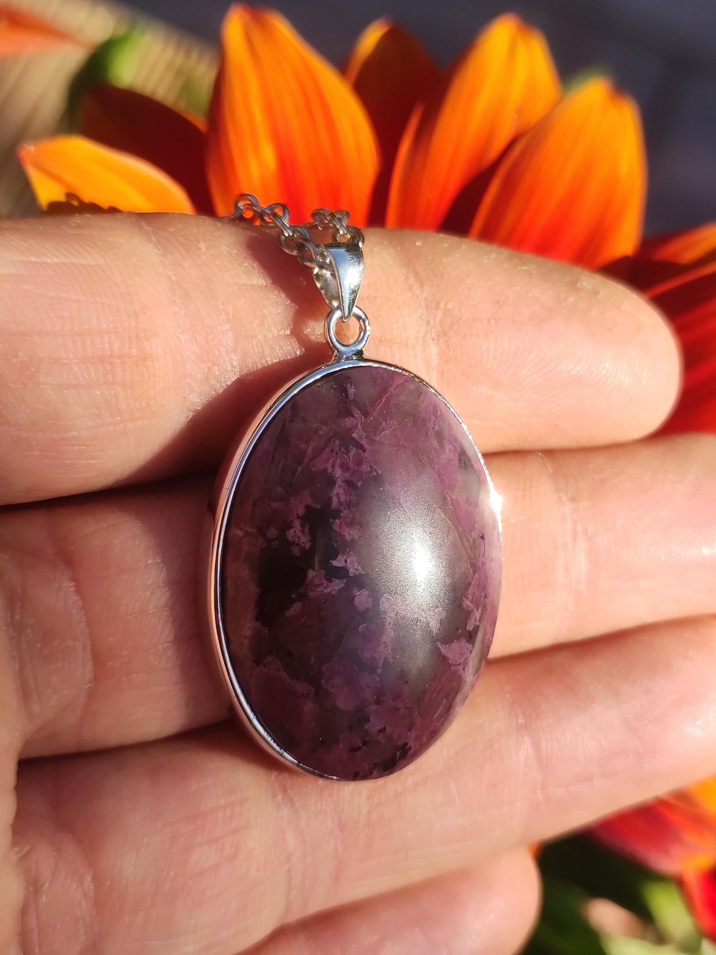 Sugilite / Sugilite incl. 925 silver setting purple gemstone necklace natural healing stone energy rarity man woman him her gift noble high quality