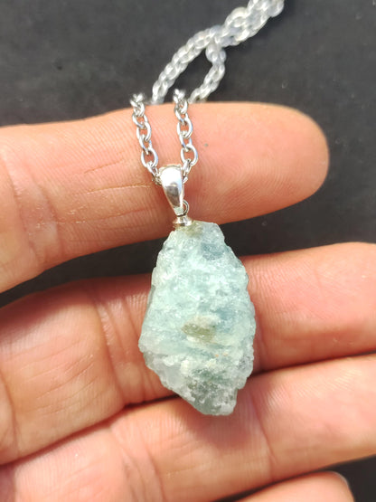 Aquamarin roh 925 Sterling Silber Edelstein Kette blau Rarität Natur Heilstein Kristall Anhänger Mann Frau Er Sie Bruder Geschenk Freund