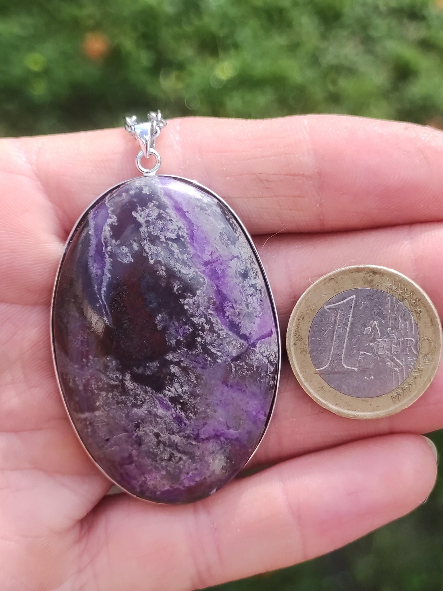 XL Sugilite / Sugilite including 925 silver setting, purple lilac gemstone necklace, natural healing stone, energy rarity, man, woman, he/she, gift, elegant