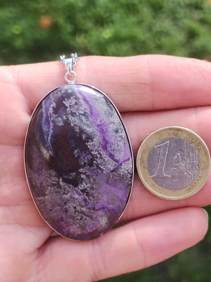 XL Sugilite / Sugilite including 925 silver setting, purple lilac gemstone necklace, natural healing stone, energy rarity, man, woman, he/she, gift, elegant