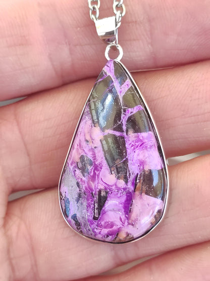 Sugilite / Sugilite incl. 925 silver setting purple gemstone necklace natural healing stone energy rarity man woman he she gift noble high quality