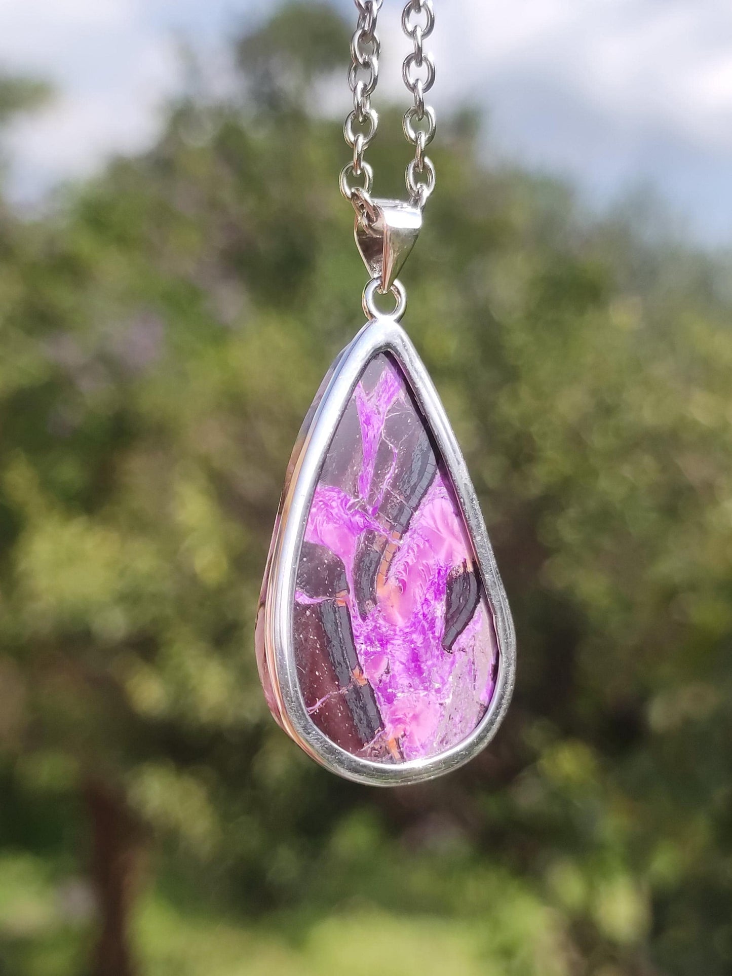 Sugilite / Sugilite incl. 925 silver setting purple gemstone necklace natural healing stone energy rarity man woman he she gift noble high quality