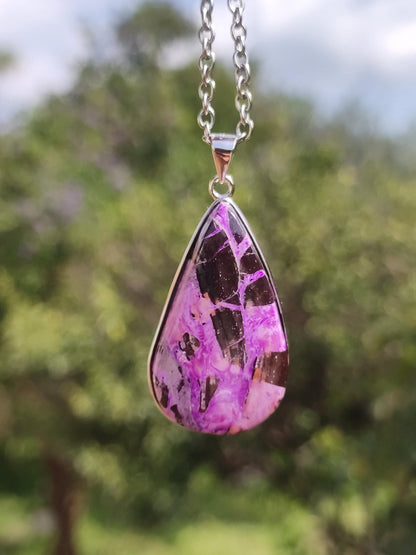 Sugilite / Sugilite incl. 925 silver setting purple gemstone necklace natural healing stone energy rarity man woman he she gift noble high quality