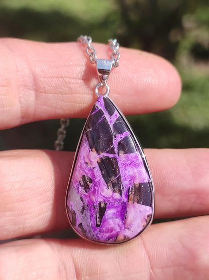 Sugilite / Sugilite incl. 925 silver setting purple gemstone necklace natural healing stone energy rarity man woman he she gift noble high quality
