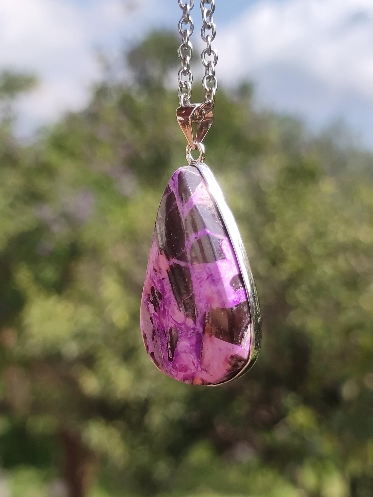 Sugilite / Sugilite incl. 925 silver setting purple gemstone necklace natural healing stone energy rarity man woman he she gift noble high quality