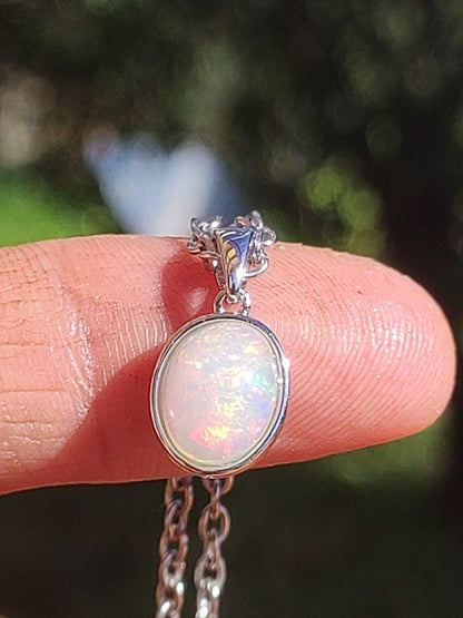 AAA Ethiopian Opal 925 Silver - Gemstone Necklace, Colorful, Rare, Precious, Natural, Healing Stone, Crystal Pendant, Man, Woman, Gift, He, Her, Father, Rare