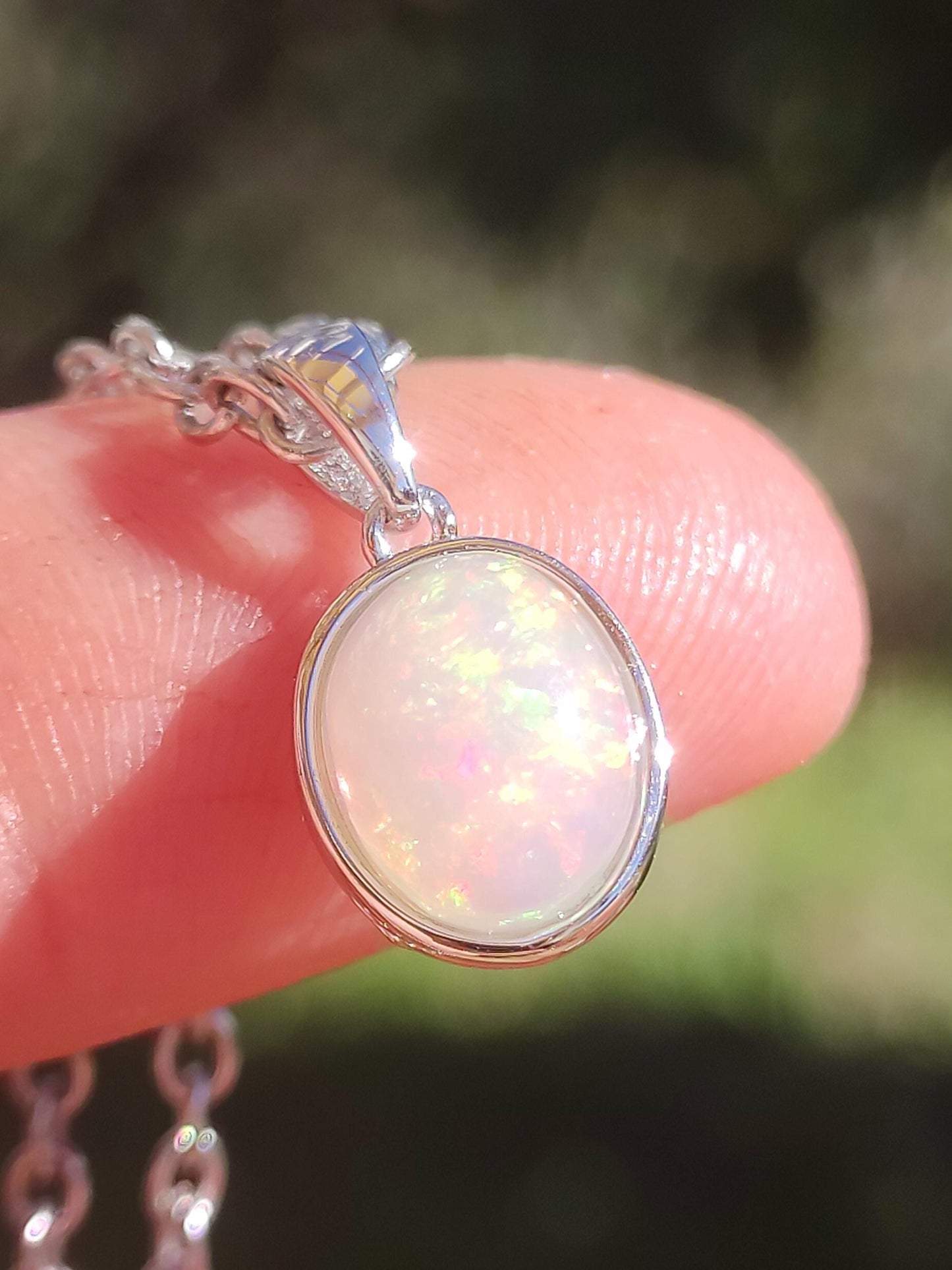AAA Ethiopian Opal 925 Silver - Gemstone Necklace, Colorful, Rare, Precious, Natural, Healing Stone, Crystal Pendant, Man, Woman, Gift, He, Her, Father, Rare
