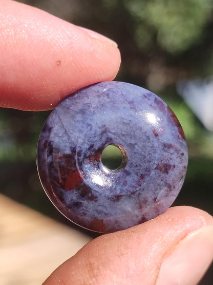 Sugilite Richterite Bustamite Protective Donut Gemstone Crystal Healing Stone Rare Collector's Item Sugilite red blue purple pendant round gift