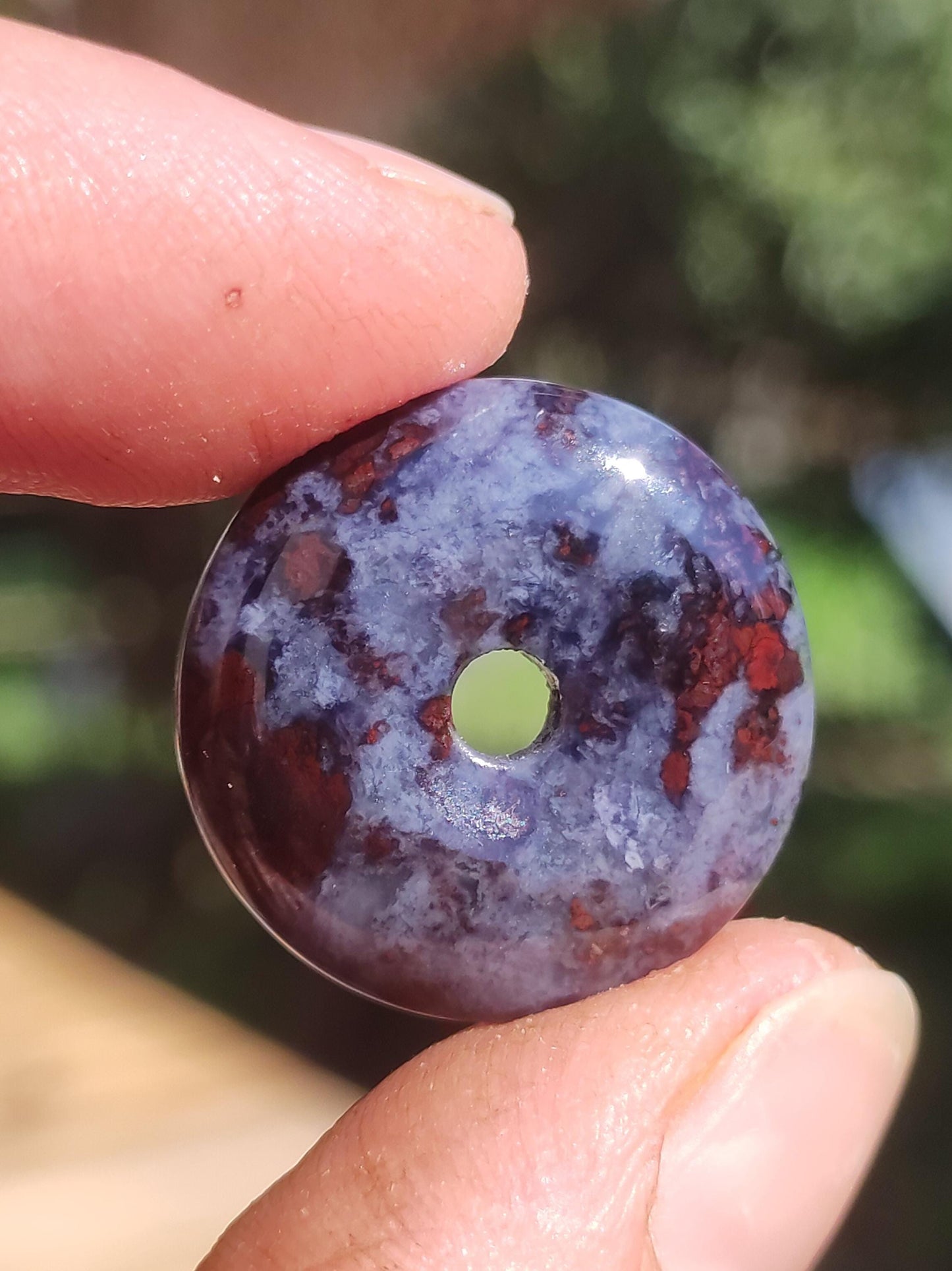 Sugilite Richterite Bustamite Protective Donut Gemstone Crystal Healing Stone Rare Collector's Item Sugilite red blue purple pendant round gift