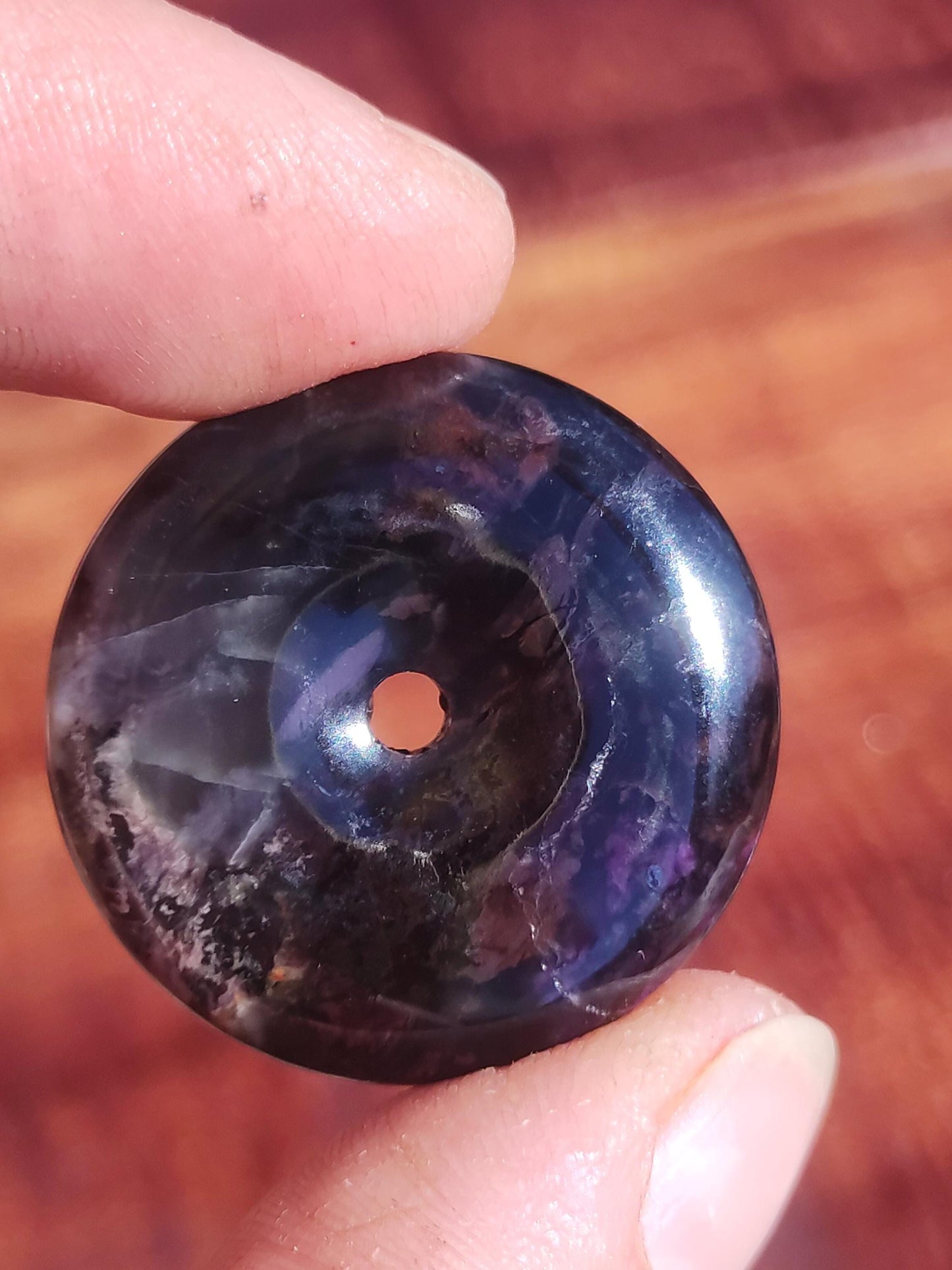 Sugilite &amp; Richterite Bustamite Protection Donut Gemstone Crystal Healing Stone Rarity Rare Collector Sugilite red blue purple pendant round gift