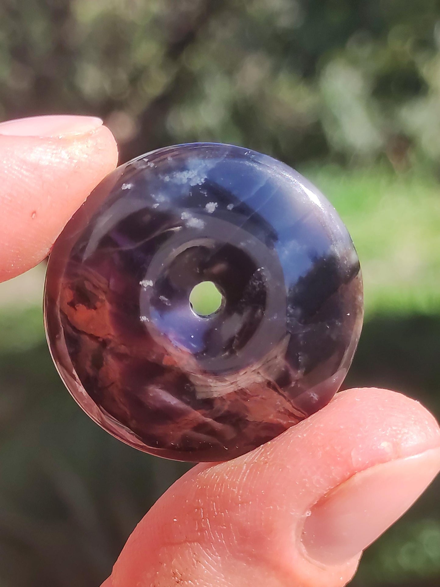Sugilite &amp; Richterite Bustamite Protection Donut Gemstone Crystal Healing Stone Rarity Rare Collector Sugilite red blue purple pendant round gift