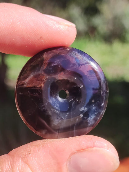 Sugilite &amp; Richterite Bustamite Protection Donut Gemstone Crystal Healing Stone Rarity Rare Collector Sugilite red blue purple pendant round gift