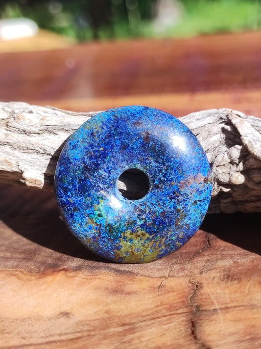 Azurite - malachite - chrysocoll blue green ~ gemstone necklace HIPPIE GOA Boho Tibet Ethno Nature Donut protective symbol healing stone collector man woman