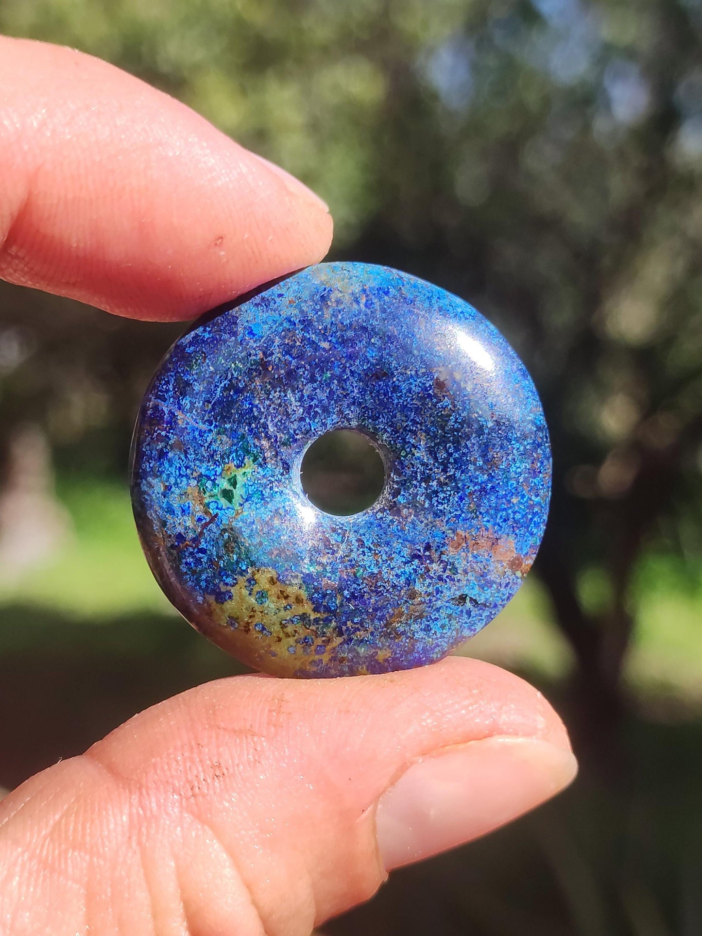 Azurite - malachite - chrysocolle bleu vert ~ collier pierres précieuses HIPPIE GOA Boho Tibet Ethno Nature Donut symbole protecteur pierre de guérison collectionneur homme femme