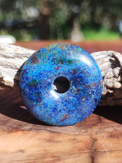 Azurite - malachite - chrysocolle bleu vert ~ collier pierres précieuses HIPPIE GOA Boho Tibet Ethno Nature Donut symbole protecteur pierre de guérison collectionneur homme femme