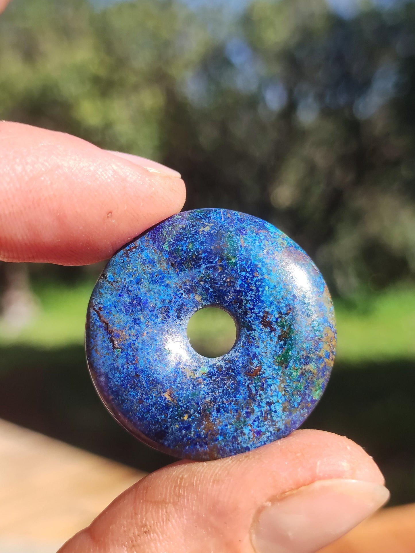 Azurite - malachite - chrysocolle bleu vert ~ collier pierres précieuses HIPPIE GOA Boho Tibet Ethno Nature Donut symbole protecteur pierre de guérison collectionneur homme femme