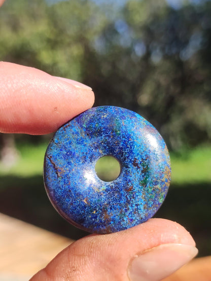 Azurite - malachite - chrysocolle bleu vert ~ collier pierres précieuses HIPPIE GOA Boho Tibet Ethno Nature Donut symbole protecteur pierre de guérison collectionneur homme femme