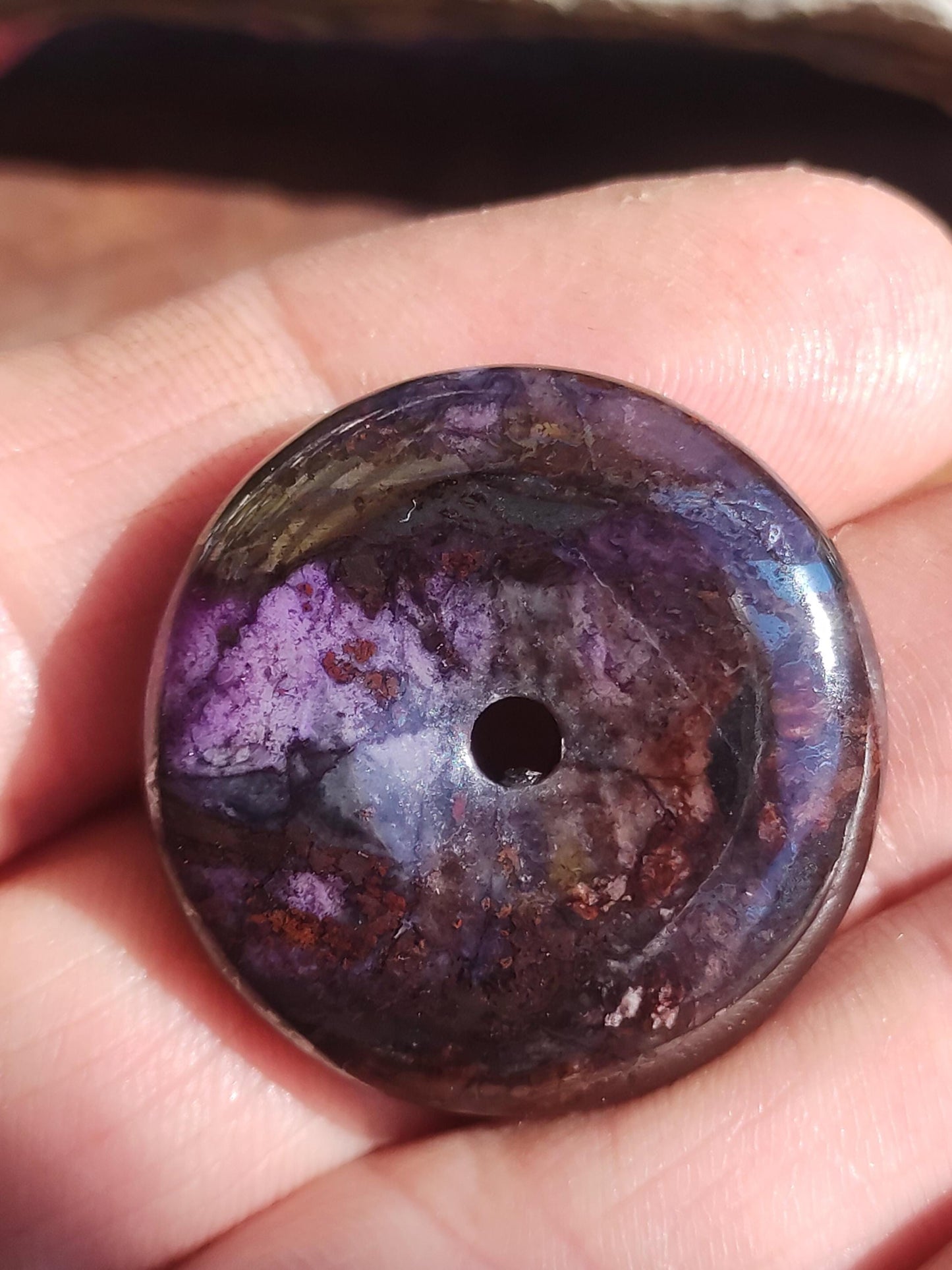 Sugilite protection donut gemstone crystal healing stone rarity rare collector sugilite purple pendant round gift man woman he her friend violet