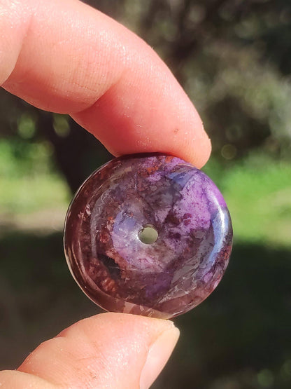 Sugilite protection donut gemstone crystal healing stone rarity rare collector sugilite purple pendant round gift man woman he her friend violet