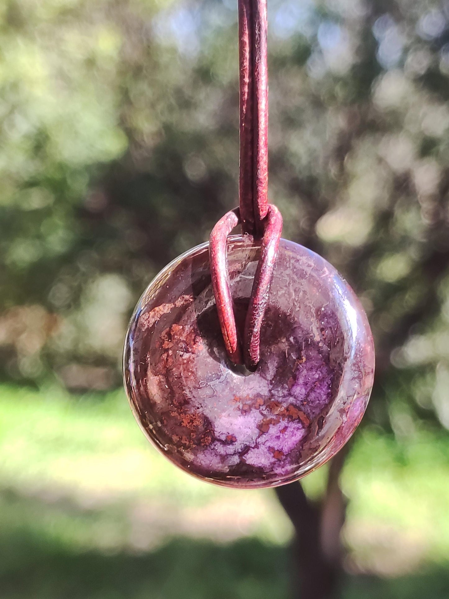 Sugilite protection donut gemstone crystal healing stone rarity rare collector sugilite purple pendant round gift man woman he her friend violet