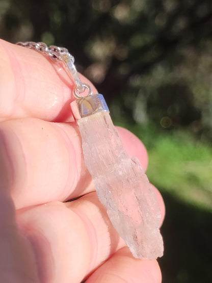 Hiddenite AAA *Rarité* ~ Argent sterling 925 ~ Collier de pierres précieuses ~HIPPIE ~GOA ~Boho ~Ethno ~Nature ~Pierre de guérison