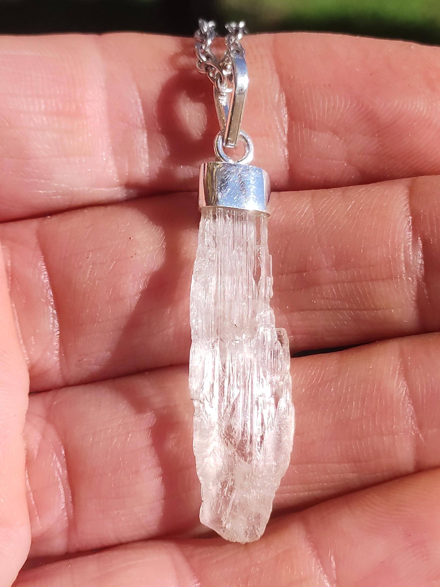Hiddenite AAA *Rarité* ~ Argent sterling 925 ~ Collier de pierres précieuses ~HIPPIE ~GOA ~Boho ~Ethno ~Nature ~Pierre de guérison