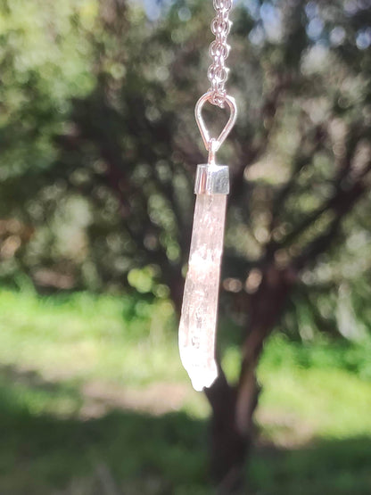 Hiddenite AAA *Rarité* ~ Argent sterling 925 ~ Collier de pierres précieuses ~HIPPIE ~GOA ~Boho ~Ethno ~Nature ~Pierre de guérison