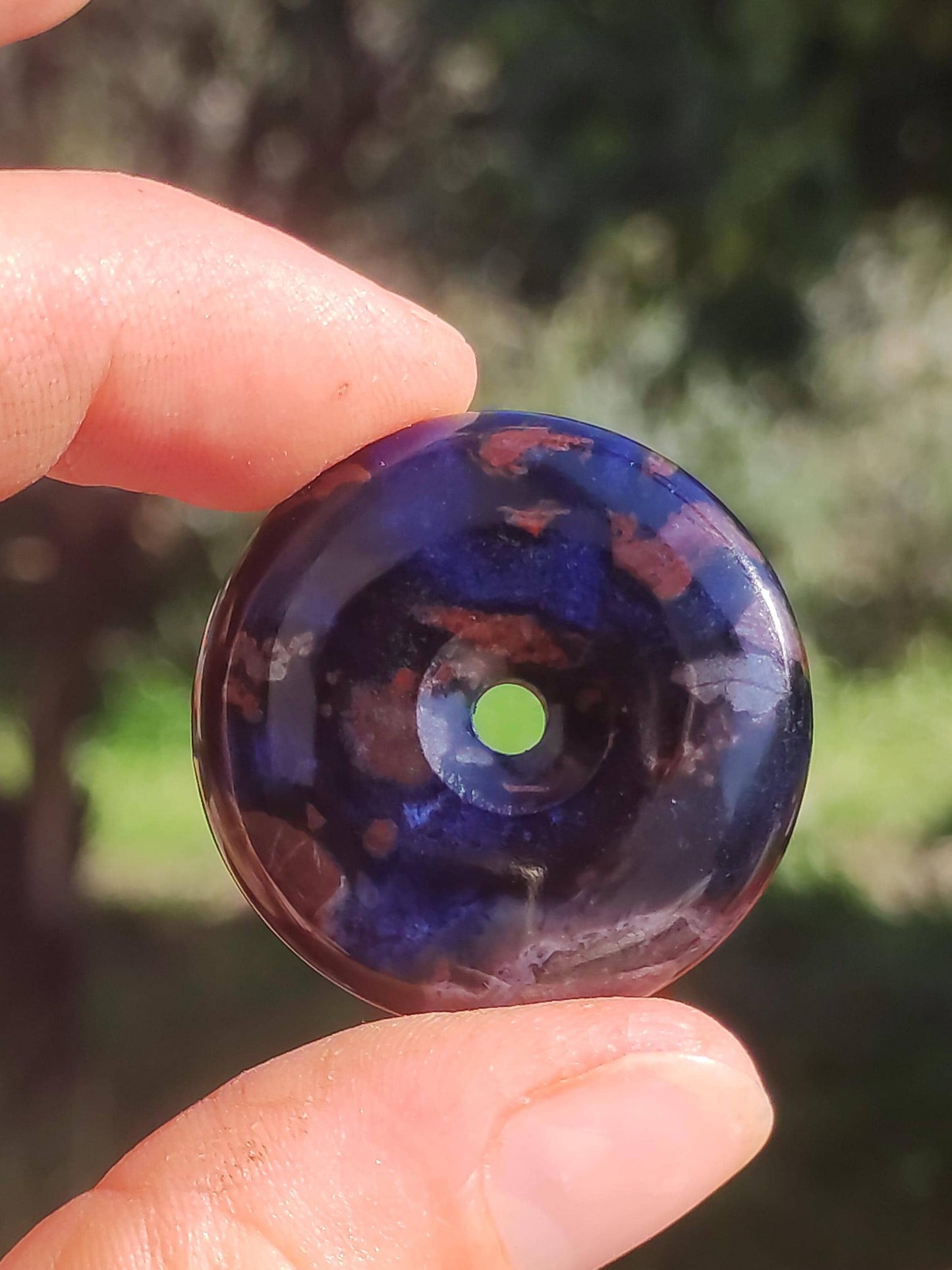 Sugilite &amp; Richterite Bustamite Protection Donut Gemstone Crystal Healing Stone Rarity Rare Collector Sugilite red blue purple pendant round gift