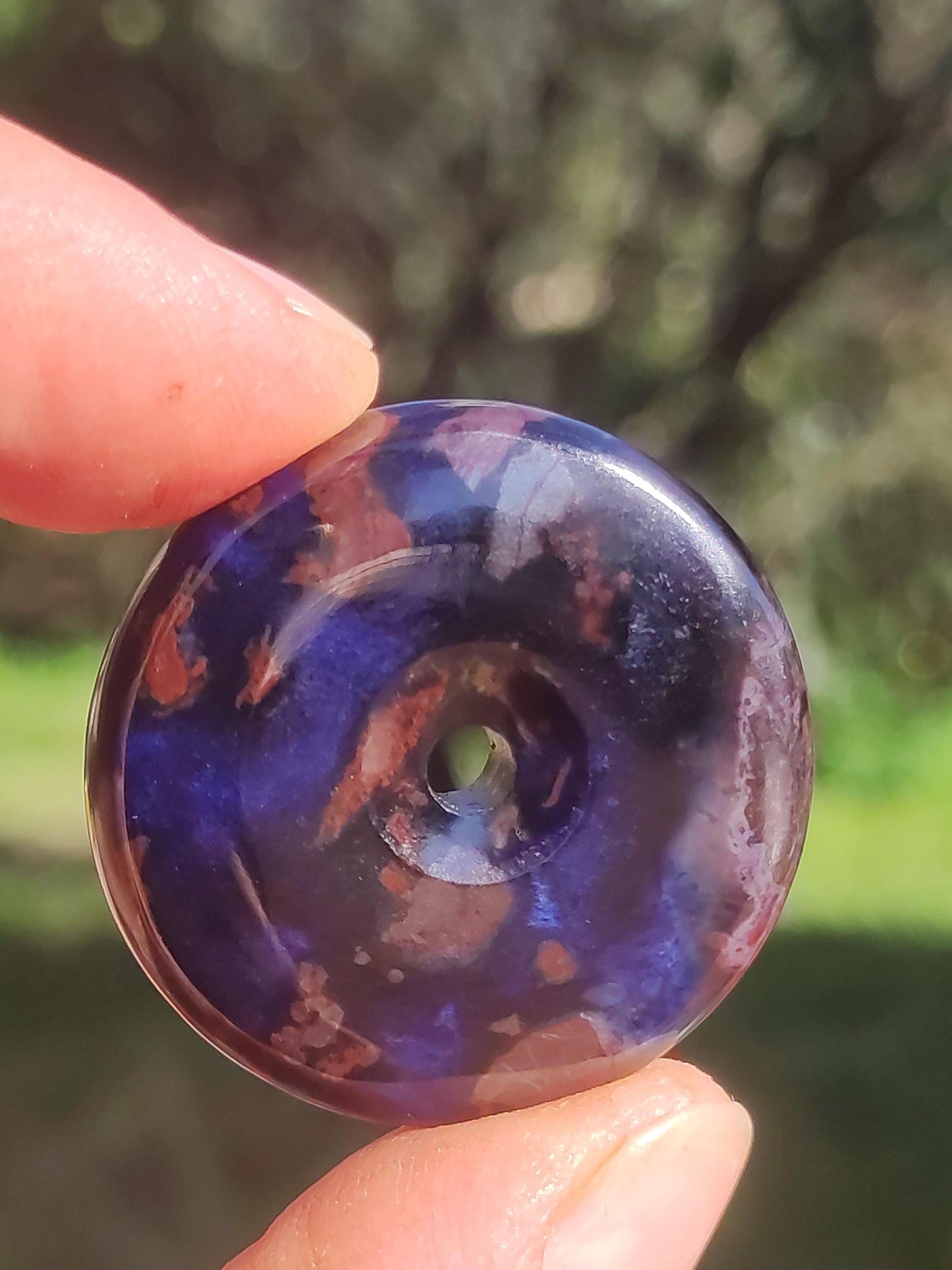 Sugilite &amp; Richterite Bustamite Protection Donut Gemstone Crystal Healing Stone Rarity Rare Collector Sugilite red blue purple pendant round gift