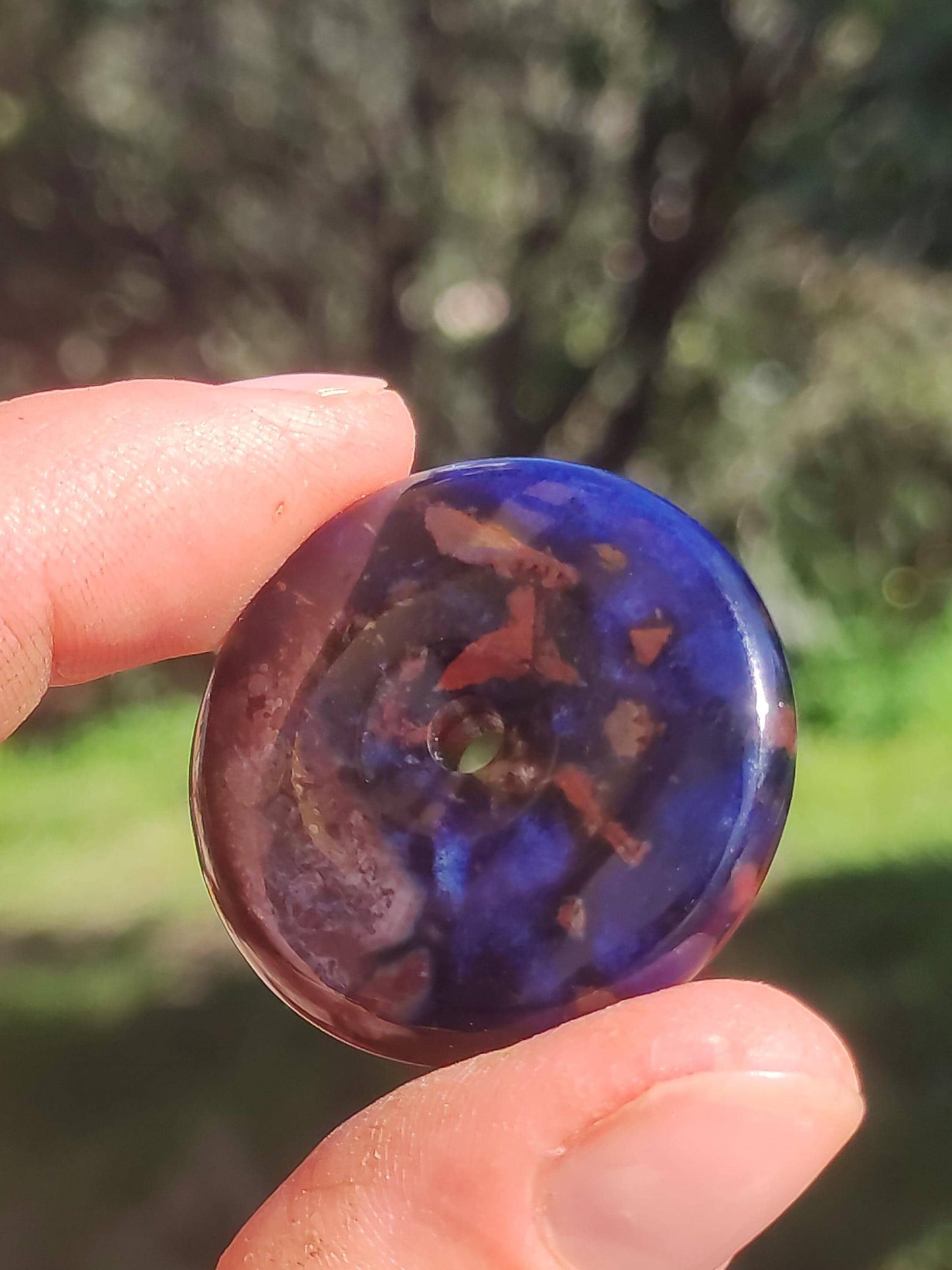 Sugilite &amp; Richterite Bustamite Protection Donut Gemstone Crystal Healing Stone Rarity Rare Collector Sugilite red blue purple pendant round gift