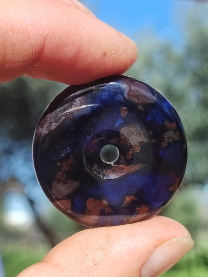 Sugilite &amp; Richterite Bustamite Protection Donut Gemstone Crystal Healing Stone Rarity Rare Collector Sugilite red blue purple pendant round gift