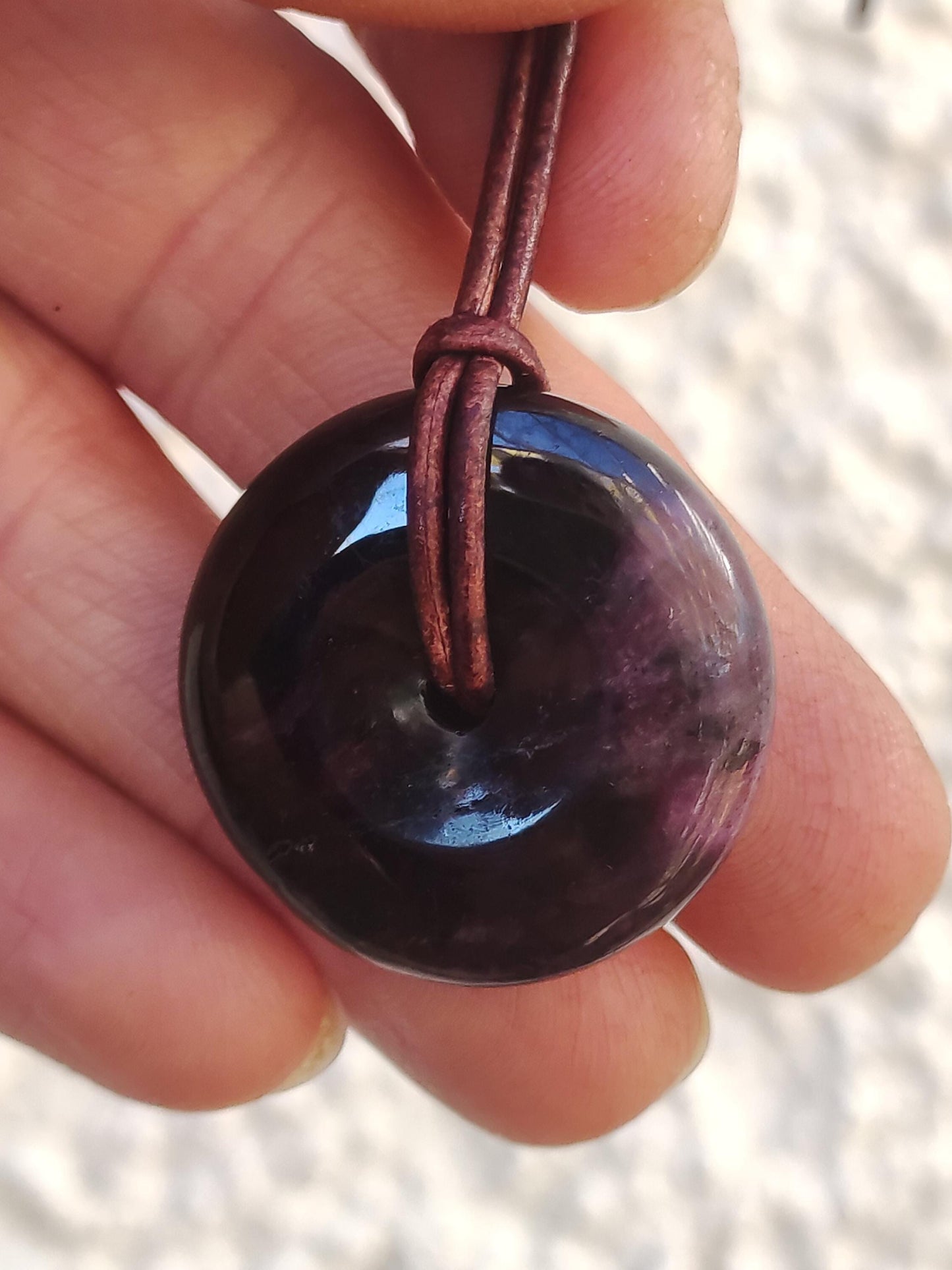 Sugilite protection donut gemstone crystal healing stone rarity rare collector sugilite purple pendant round gift man woman he her friend violet