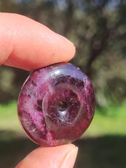 Sugilite protection donut gemstone crystal healing stone rarity rare collector sugilite purple pendant round gift man woman he her friend violet