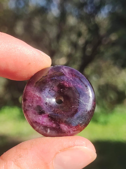 Sugilite protection donut gemstone crystal healing stone rarity rare collector sugilite purple pendant round gift man woman he her friend violet
