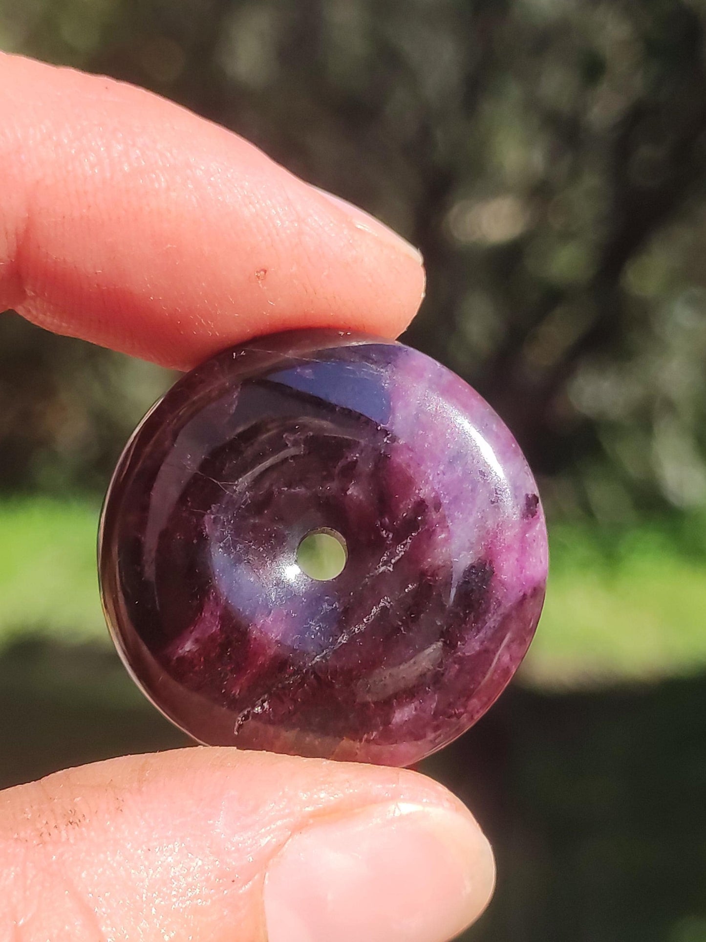 Sugilite protection donut gemstone crystal healing stone rarity rare collector sugilite purple pendant round gift man woman he her friend violet