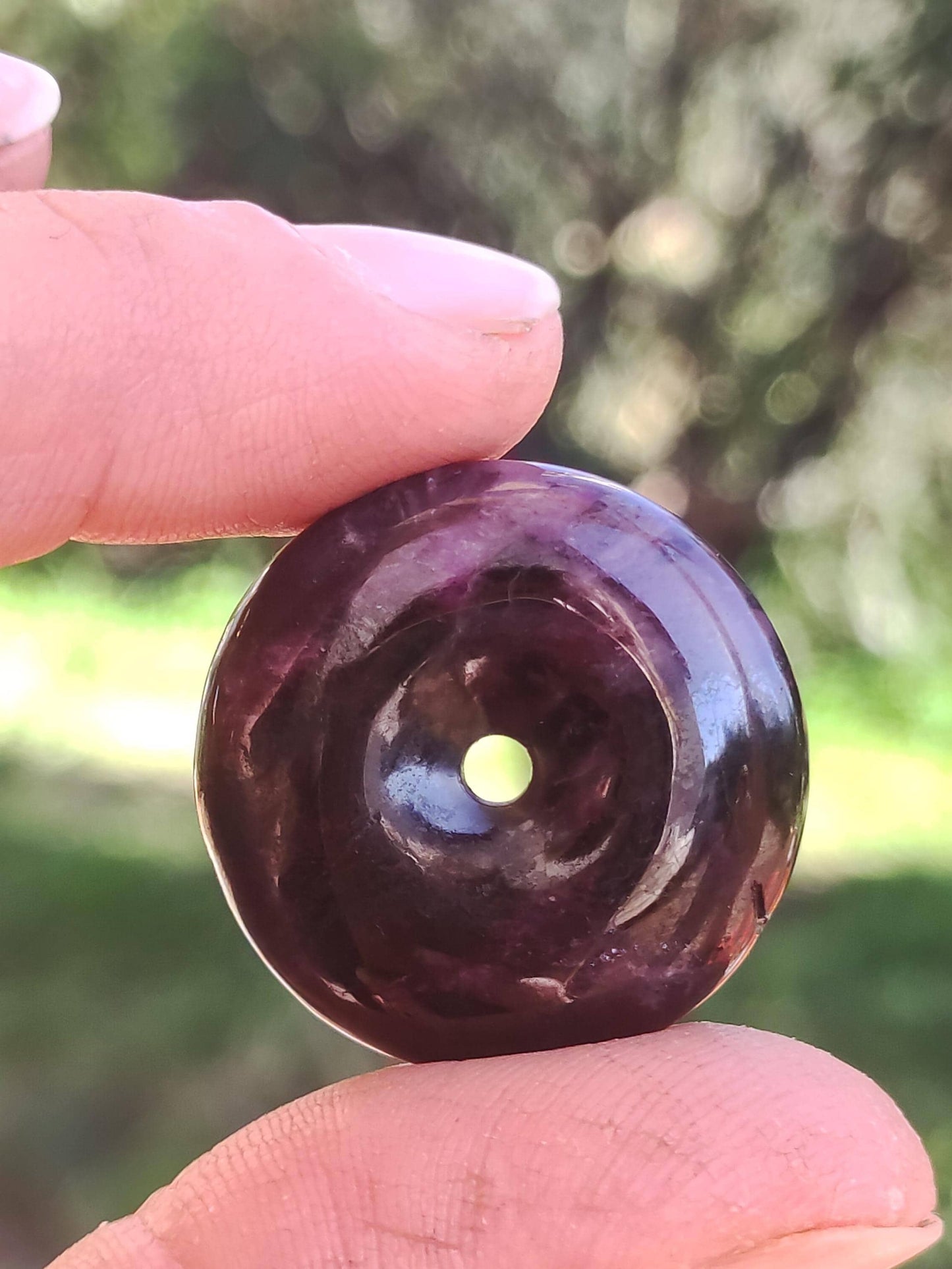 Sugilite protection donut gemstone crystal healing stone rarity rare collector sugilite purple pendant round gift man woman he her friend violet