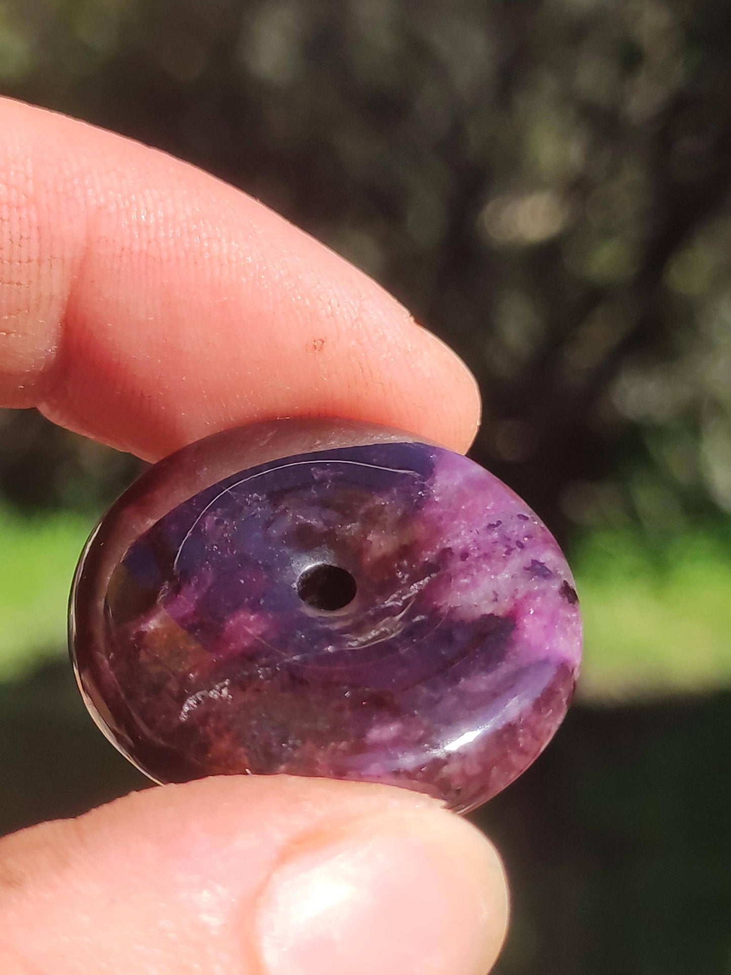 Sugilite protection donut gemstone crystal healing stone rarity rare collector sugilite purple pendant round gift man woman he her friend violet