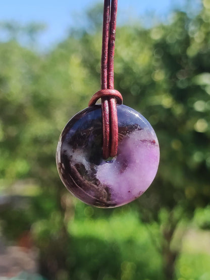 Sugilite protection donut gemstone crystal healing stone rarity rare collector sugilite purple pendant round gift man woman he her friend violet