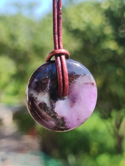 Sugilite protection donut gemstone crystal healing stone rarity rare collector sugilite purple pendant round gift man woman he her friend violet