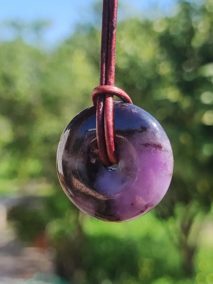 Sugilite protection donut gemstone crystal healing stone rarity rare collector sugilite purple pendant round gift man woman he her friend violet