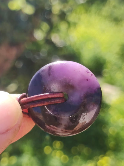 Sugilite protection donut gemstone crystal healing stone rarity rare collector sugilite purple pendant round gift man woman he her friend violet
