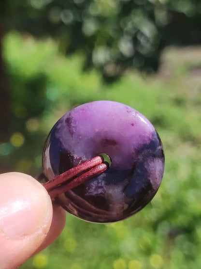 Sugilite protection donut gemstone crystal healing stone rarity rare collector sugilite purple pendant round gift man woman he her friend violet