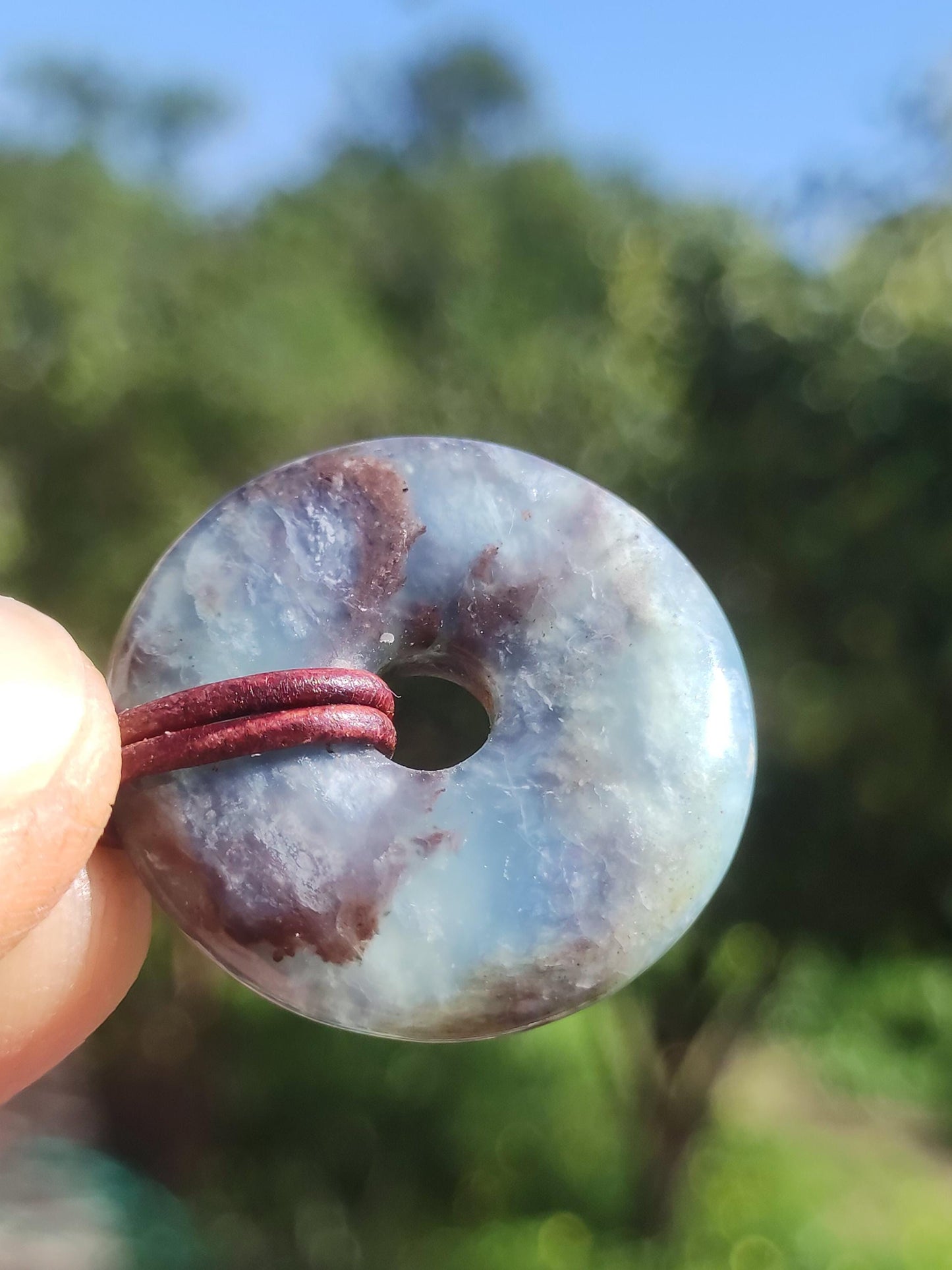 Opale Andine Opale Noir Bleu ~ Collier de pierres précieuses Boho Ethno Nature Donut Protection Symbole Guérison Pierre Matrice Collecteur Minéral Rareté Homme Femme