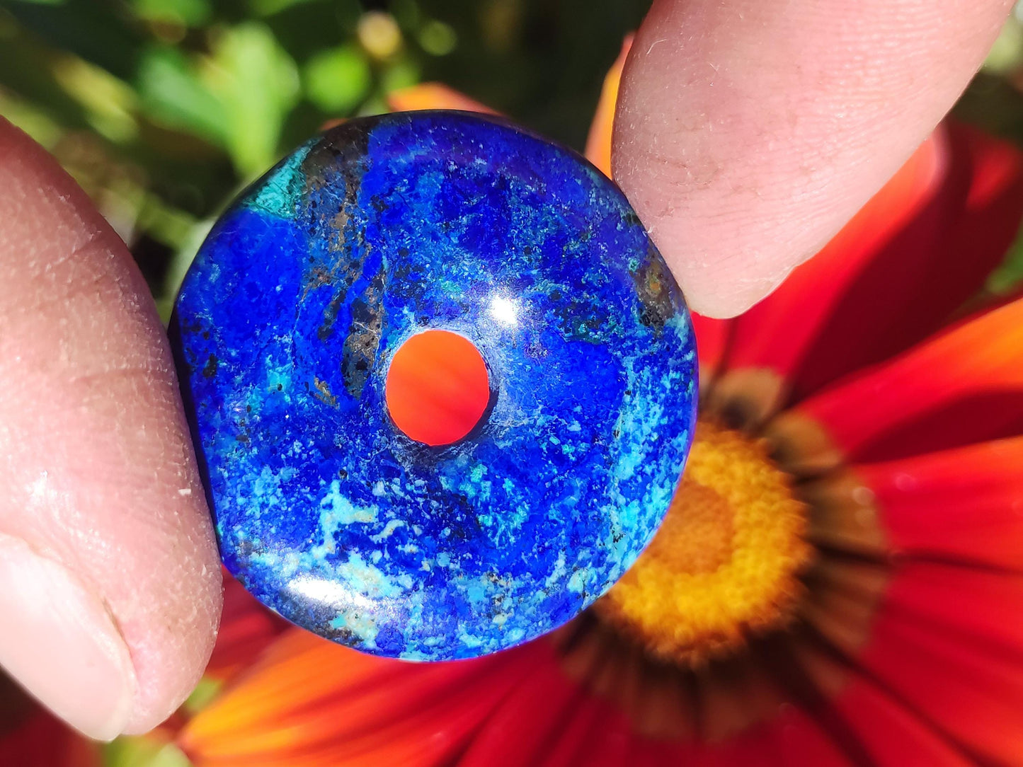 Azurite - malachite - chrysocolle bleu vert ~ collier pierres précieuses HIPPIE GOA Boho Tibet Ethno Nature Donut symbole protecteur pierre de guérison collectionneur homme femme