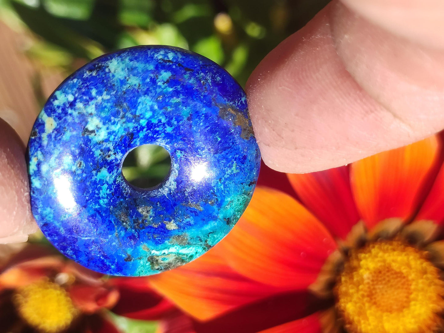 Azurite - malachite - chrysocolle bleu vert ~ collier pierres précieuses HIPPIE GOA Boho Tibet Ethno Nature Donut symbole protecteur pierre de guérison collectionneur homme femme