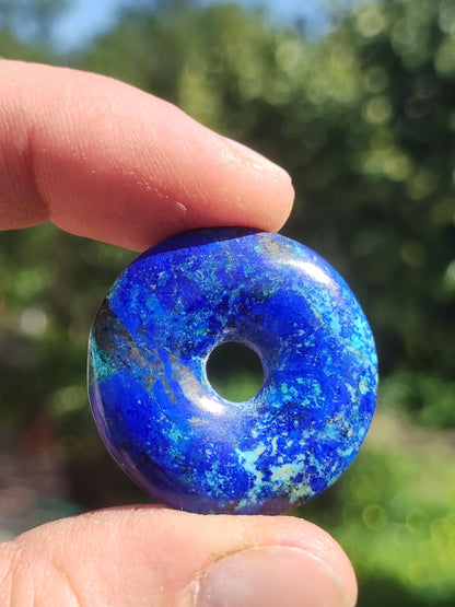 Azurite - malachite - chrysocolle bleu vert ~ collier pierres précieuses HIPPIE GOA Boho Tibet Ethno Nature Donut symbole protecteur pierre de guérison collectionneur homme femme