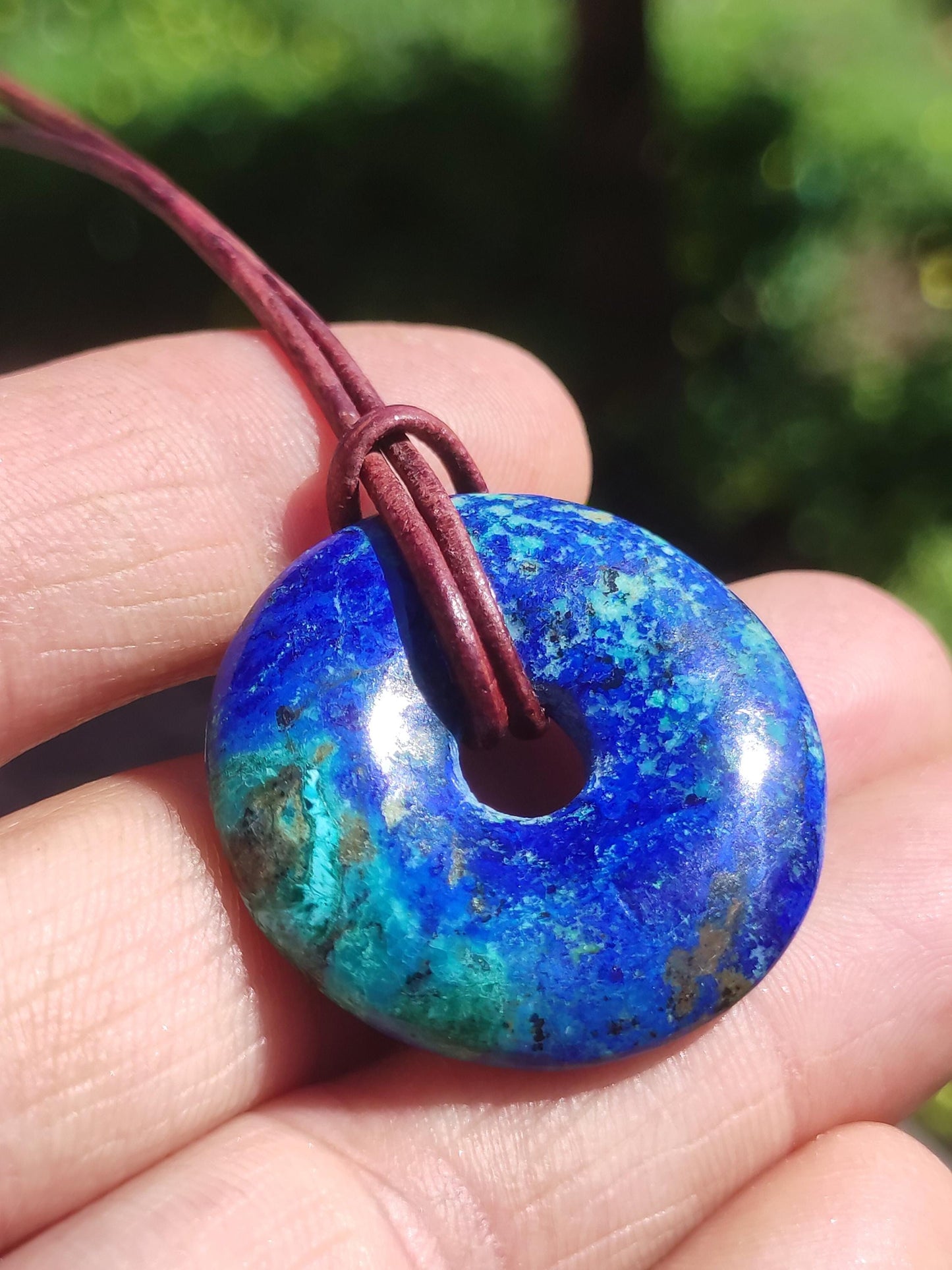 Azurite - malachite - chrysocolle bleu vert ~ collier pierres précieuses HIPPIE GOA Boho Tibet Ethno Nature Donut symbole protecteur pierre de guérison collectionneur homme femme