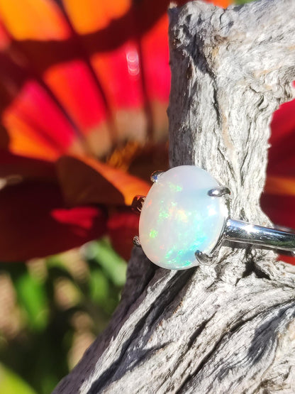 Ethiopian Opal AAA - 925 Silber Ring verstellbar - Edelstein Heilstein Energie Kraft Vintage Frauen Ring Hochwertig Geschenk Sie Frau Mutter